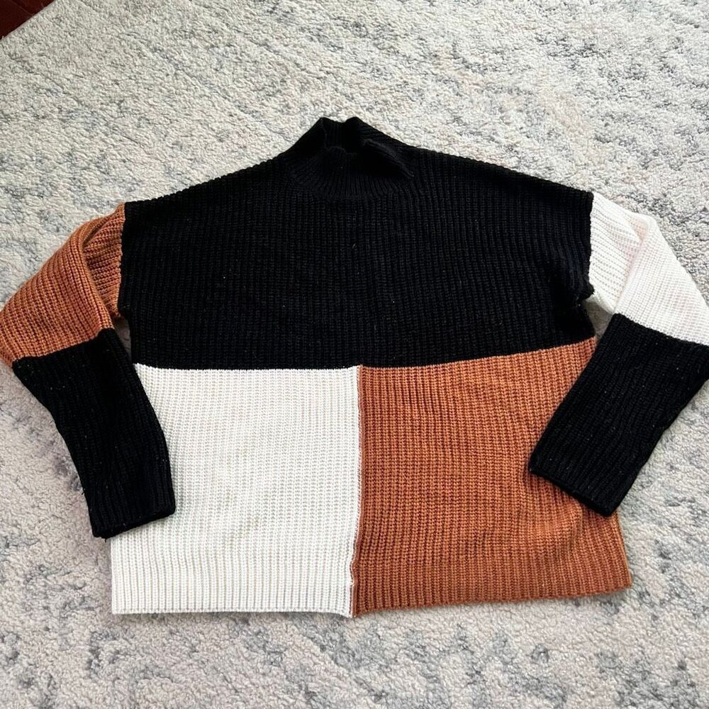 Women’s Color Block Cowl Neck Sweater